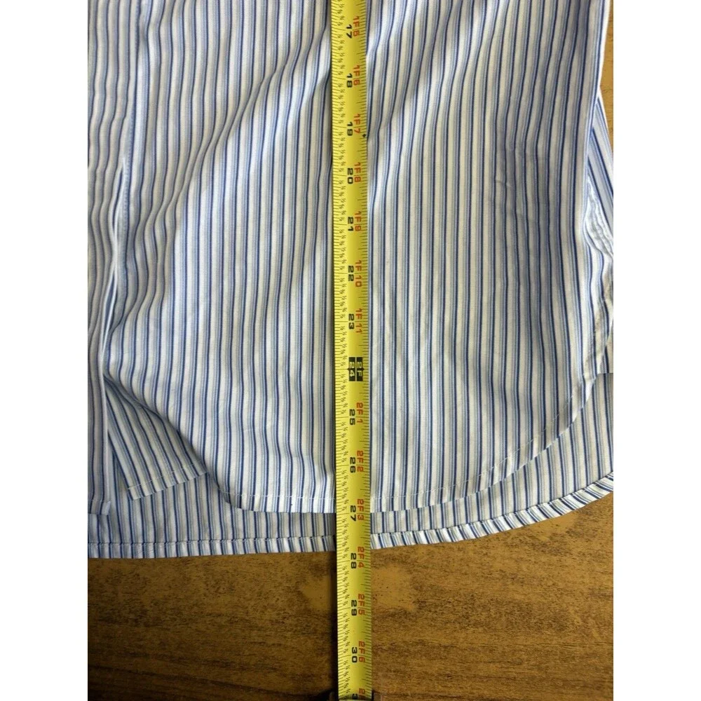Tory Burch Blue White Pinstripe Cotton Paige‎ Top Bell Sleeves Size 12 NWT